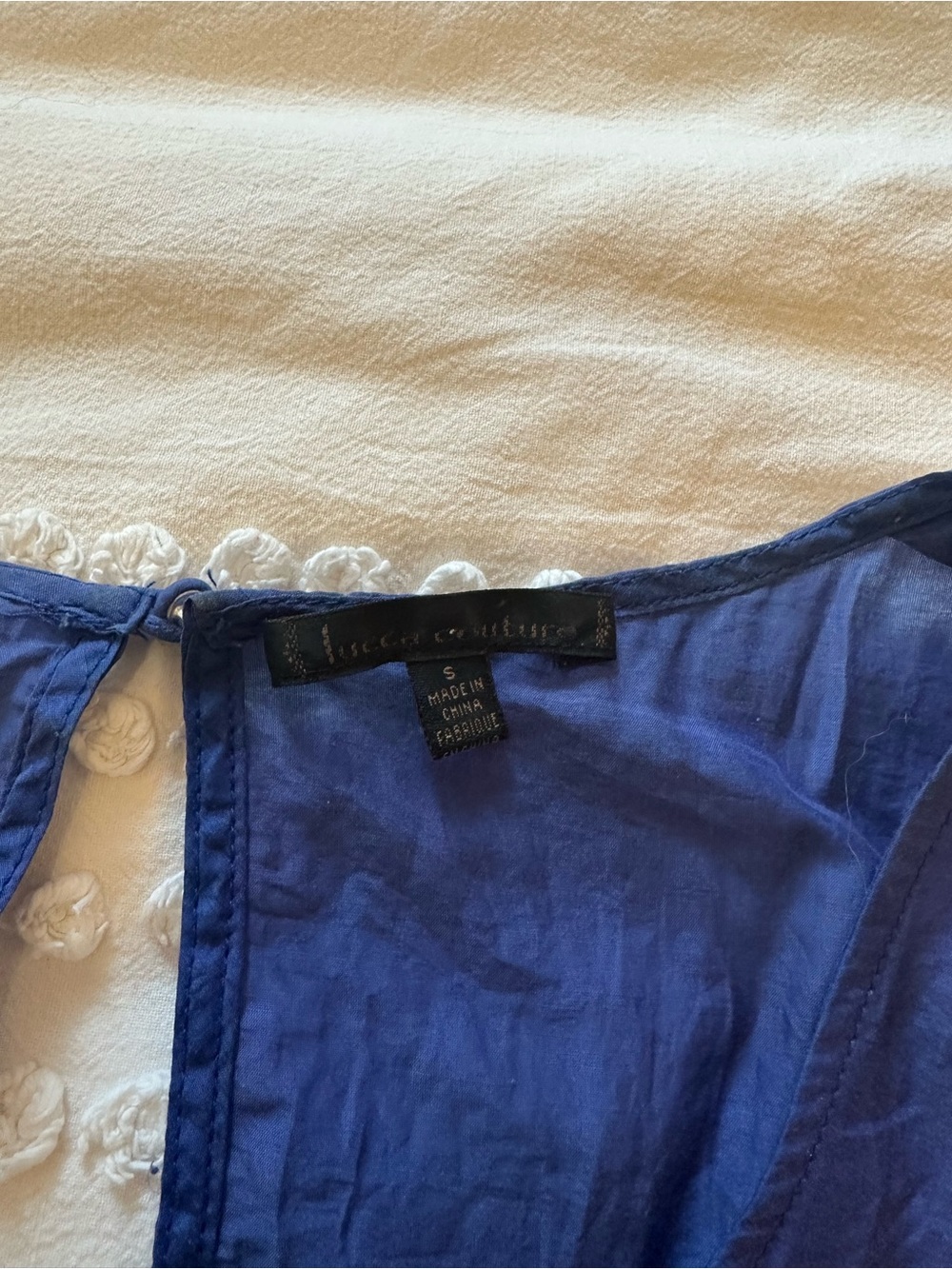 Blue Embroidered Silk/Cotton Blend Tank - Picture 6 of 7